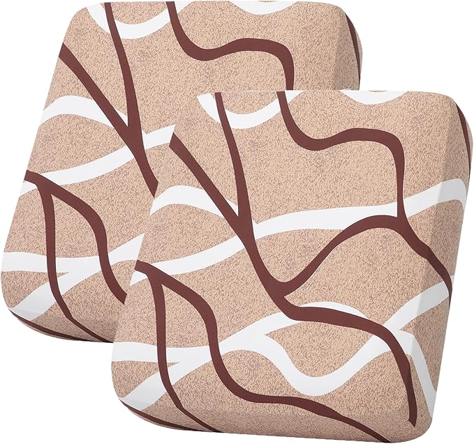 hyha Printed Couch Cushion Covers, Floral Sofa Covers Washable for 2 Cushion Couch, Stretch Pattern Outdoor Cushion Covers for Patio Furniture with Elastic Bottom(2 Packs, Sand Wavy)