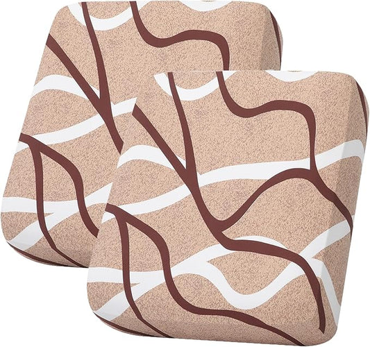 hyha Printed Couch Cushion Covers, Floral Sofa Covers Washable for 2 Cushion Couch, Stretch Pattern Outdoor Cushion Covers for Patio Furniture with Elastic Bottom(2 Packs, Sand Wavy)