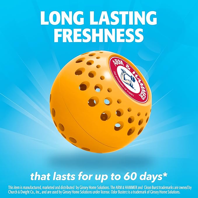 Arm & Hammer OdorBusterz?? Odor Eliminator Balls, Clean Burst, 6 Count ?€? Baking Soda Odor Control for Closets, Drawers, Hampers & Small Spaces