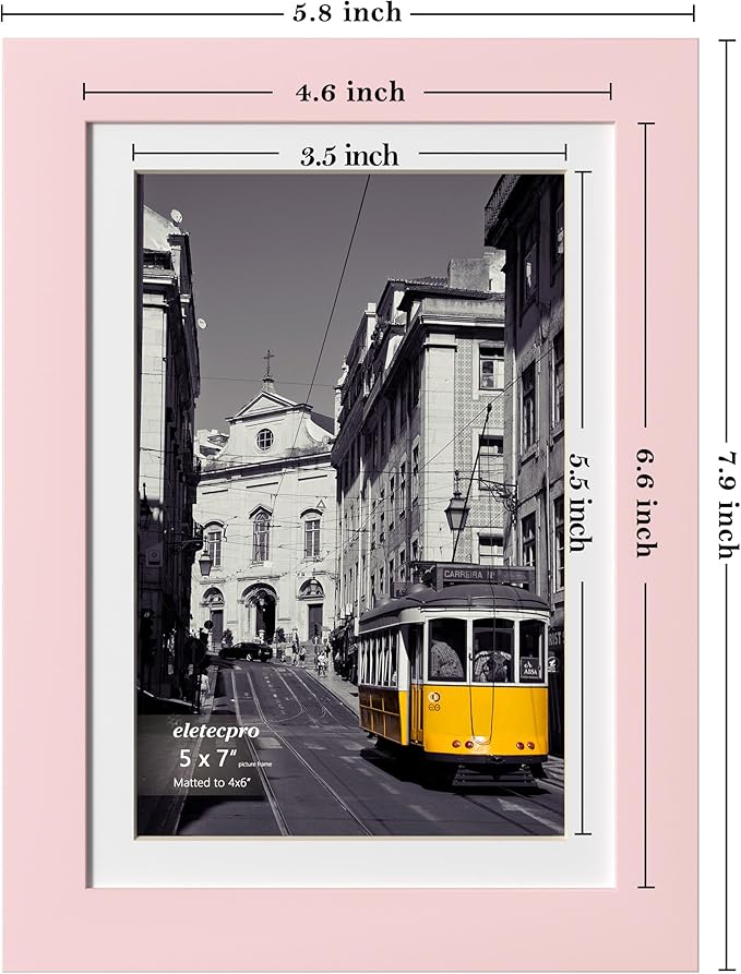 eletecpro 5x7 Picture Frames Set of 10, Picture Frame Collage Wall Decor Display 4x6 Photo with Mat or 5x7 without Mat, Home Decor Gallery Frame for Table Top or Wall Mounting, Pink