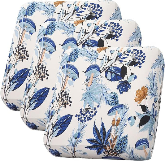 hyha Printed Couch Cushion Covers, Floral Sofa Covers Washable for 3 Cushion Couch, Stretch Pattern Outdoor Cushion Covers for Patio Furniture with Elastic Bottom(3 Packs, Mushroom Flowers)