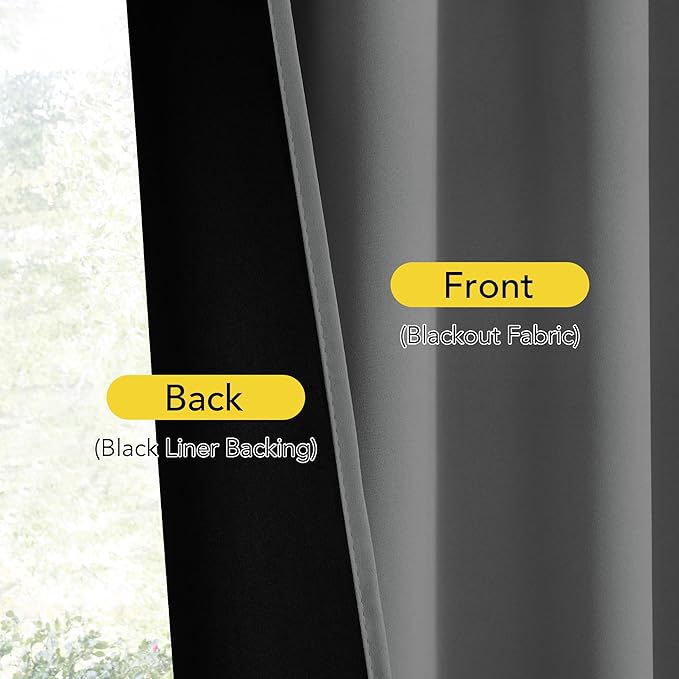 NICETOWN Door Curtain for Window, 100% Blackout Privacy French Front Door Shade Thermal Insulated Window Covering for Kitchen Living Room Bedroom, 1 Panel, Grey, 25" W x 72" L