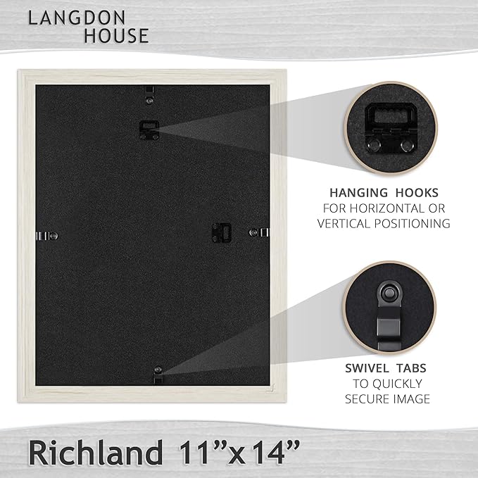 Langdon House 11x14 Collage Picture Frames w/Mat for 5-4x6 Photos (Almond White, 6 Pack) Woodgrain Style, Wall Mount Only, Richland Collection