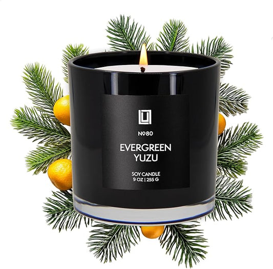Lulu Candles | Evergreen Yuzu | Luxury Scented Soy Jar Candle | Hand Poured in The USA | Highly Scented & Long Lasting (9 Oz.)