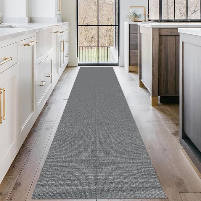 KOZYFLY Washable Runner Rug 2x10 ft Hallway Kitchen Runner Rugs with Rubber Backing Bobo Non Slip Entryway Runner Indoor, Long Carpet Runners for Hall Kitchen Entryway, Grey