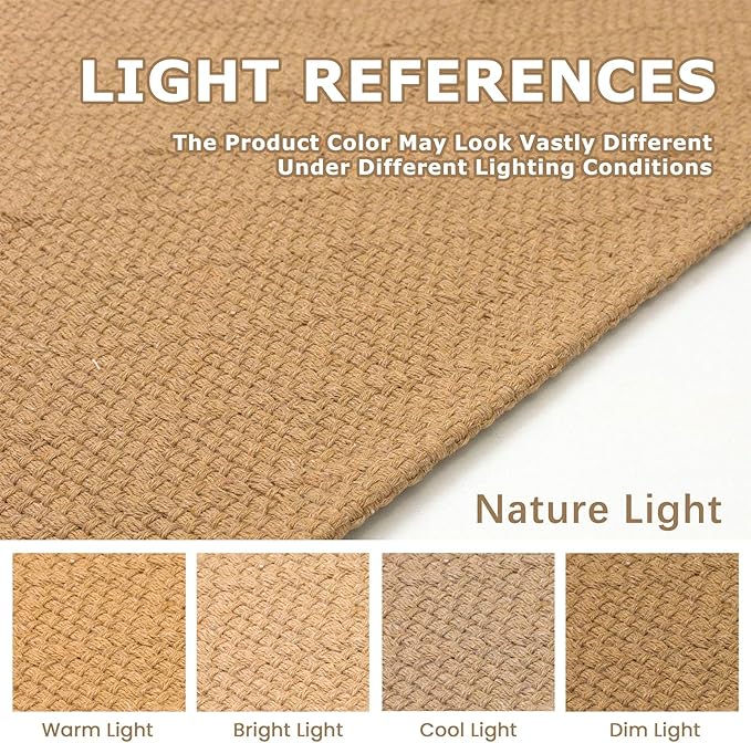 KOZYFLY Washable Runner Rug 2x6 Ft Runners for Hallways Kitchen Braided Cotton Entryway Runner Indoor Runners with Rubber Backing, Floor Carpet for Hallway Kitchen Entryway Bedroom, Warm Tan