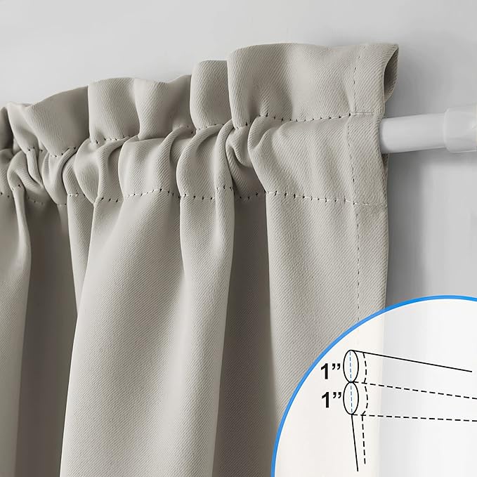 NICETOWN Door Curtains - Privacy Blackout French Door Curtains, 25 x 72 Inch Thermal Insulated Storm Drapes for Glass Window, Thermal Insulated Shade for Bedroom, 1 Panel, Natural