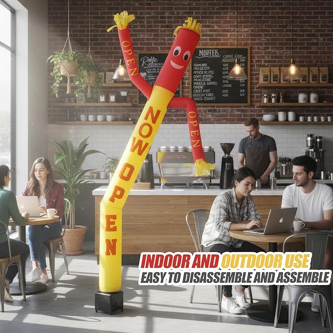 6ft Now Open Air Tube Dancer Inflatable Waving Tube Man with Lights & Built-in Blower - Wacky Waving Dancing Guy Set for Business Promotion