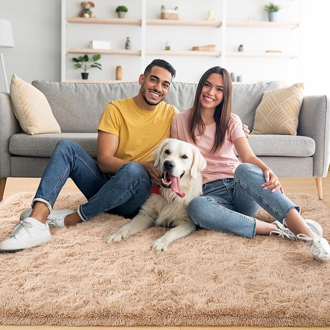 Noahas Large Fluffy Beige 8x10 Area Rugs for Living Room Bedroom,Thick Shag Throw Rug,Big Soft Shaggy Bedside Non-Slip Plush Dorm Nursery Kids Carpet