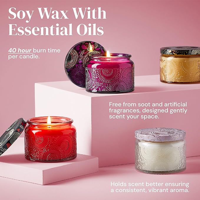 Scented Candle Set - 4 Candles and 2 Sachets - Aromatherapy Scents for Birthday Gifts for Mom - Over 160-Hour Burn Time for Mom Birthday Candles, Relaxation & Holiday Gift Idea