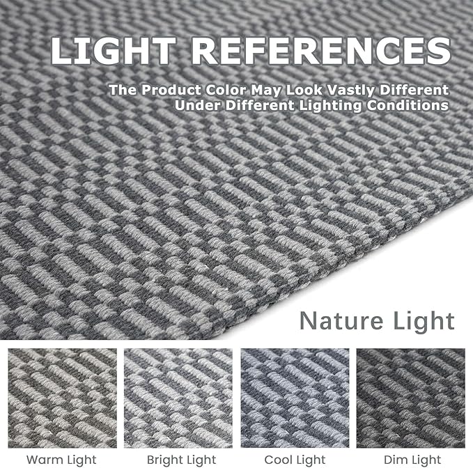KOZYFLY Washable Runner Rug 2x12 ft Hallway Kitchen Runner Rugs with Rubber Backing Non Slip Entryway Runner Indoor, Extra Long Carpet Runners for Hall Kitchen Entryway, Grey/Charcoal Grey
