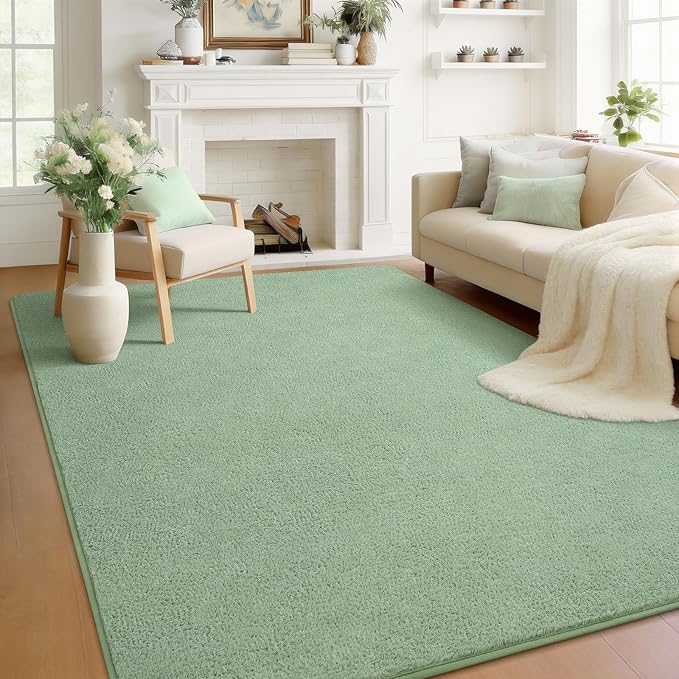 Soft Rugs for Living Room 5x7 Light Green, Modern Area Rug for Bedroom Nursery Dorm, Thickened Throw Rugs for Girls Kids, Washable Indoor Floor Carpets