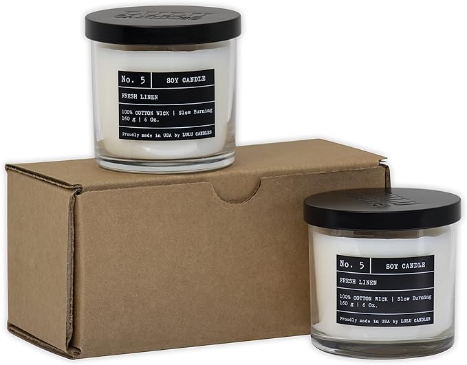 Lulu Candles | Lavender Musk | Luxury Scented Soy Jar Candle | Hand Poured in The USA | Highly Scented & Long Lasting- 6 Oz. 2 Pack