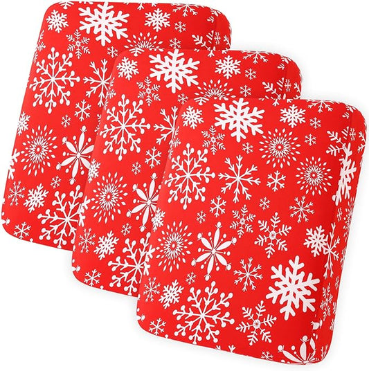 hyha Printed Couch Cushion Covers, Floral Sofa Covers Washable for 3 Cushion Couch, Stretch Pattern Outdoor Cushion Covers for Patio Furniture with Elastic Bottom(3 Packs, Christmas Snowflakes)