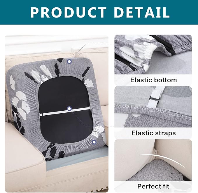 hyha Printed Couch Cushion Covers, Floral Sofa Covers Washable for 2 Cushion Couch, Stretch Pattern Outdoor Cushion Covers for Patio Furniture with Elastic Bottom(2 Packs, Maple Leaf)