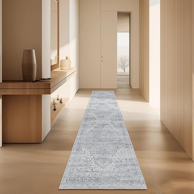 Washable Runner Rug 2x8 Runners for Hallways，Vintage Kitchen Runner Rugs with Non-Slip Backing Hallway Runner Rugs,Ultra-Thin Carpet for Bedroom, Entryway,Bathroom,Laundry Room