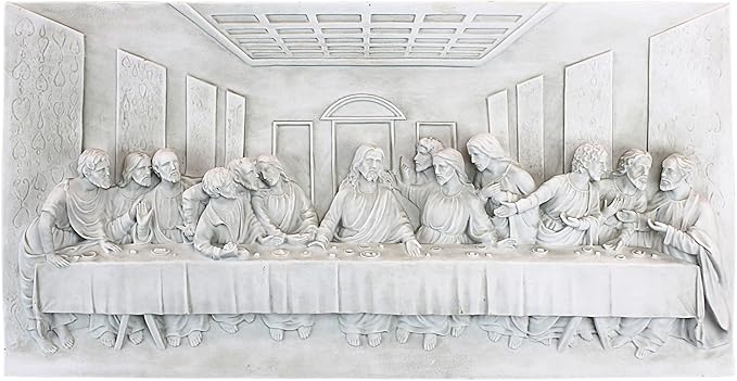 Design Toscano The Last Supper Religious Wall Plaque Sculpture, 23 Inch Wide, 12 Inch Tall, Cast Stone Resin, Antique Stone Finish