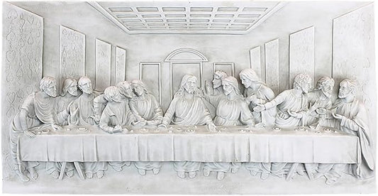 Design Toscano The Last Supper Religious Wall Plaque Sculpture, 23 Inch Wide, 12 Inch Tall, Cast Stone Resin, Antique Stone Finish