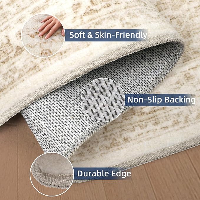 Washable Runner Rugs for Hallway 2x6 Rug Runners,Boho Vintage Kitchen Runner Rugs,Ultra-Thin Entryway Runner,Non-Slip Backing Carpet for Hallways,Bedroom,Bathroom,Laundry Room