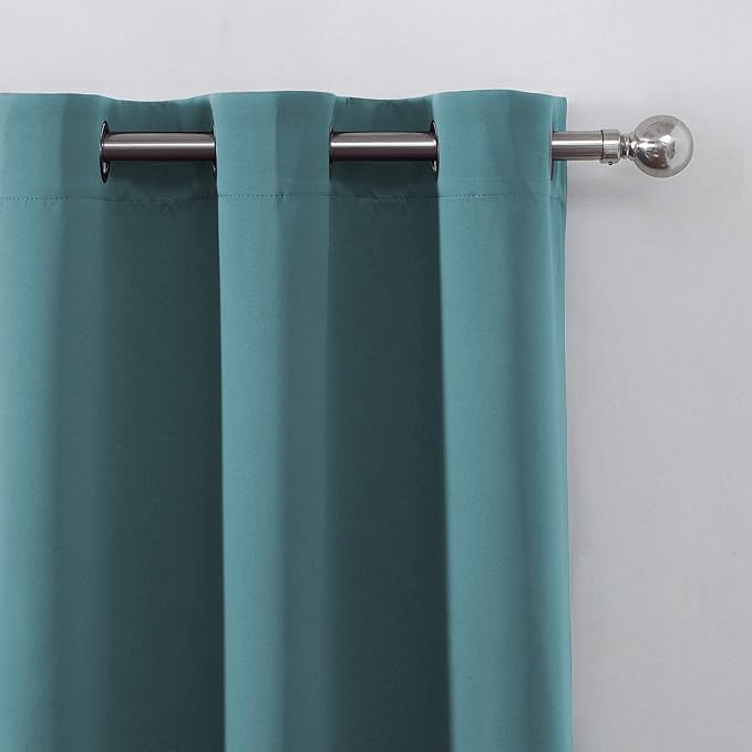LEMOMO Sea Teal Thermal Blackout Curtains/42 x 84 Inch/Set of 2 Panels Room Darkening Curtains for Bedroom