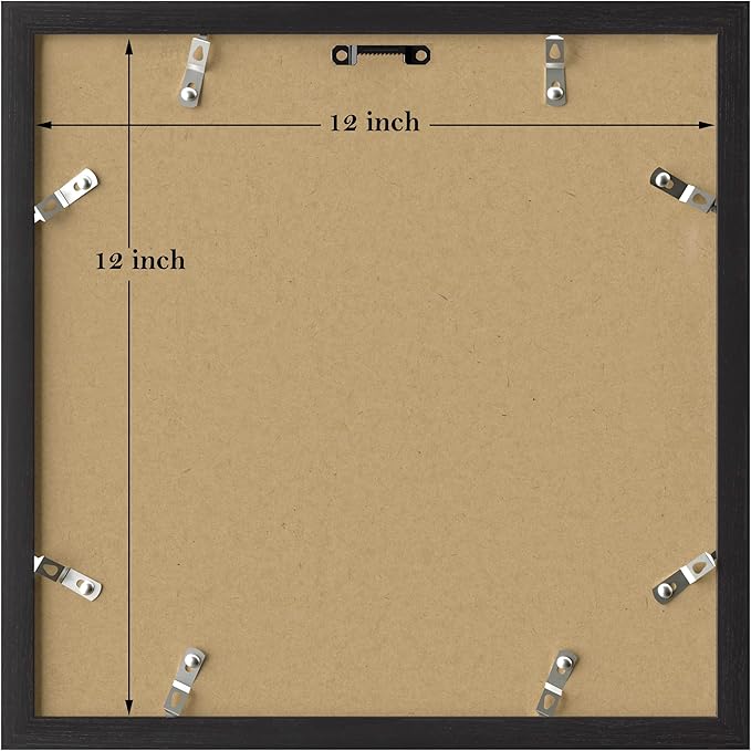 eletecpro 12x12 Picture Frames Set of 9 with Multi Colors Mats for 8x8 Photos or without Mat for 12x12, Square Gallery Wall Decor Collage for Picture Display, Black Frame Set for Wall Hanging