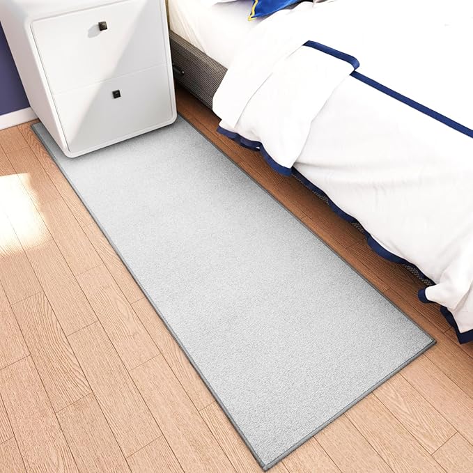 AREDO Runner Rug with Non Slip Rubber Backing, Washable Soft Floor Carpet for Kitchen, Hallway, Entryway Indoor, Bedroom, Laundry, Low Pile Area Rugs, Solid color with Pointillism style, 2*8 ft GREY