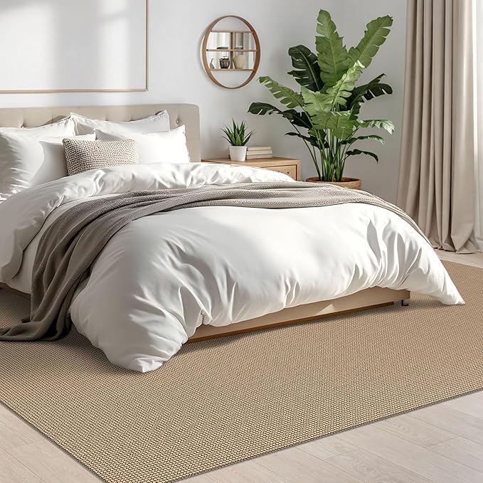 IOHOUZE Washable Area Rug 6x9 Non Slip Rubber Backed Woven Rugs for Living Room, Dining Room Rugs Bedroom Rug, Floor Carpet for Living Room Nursery Office, Orange/Tan/Brown