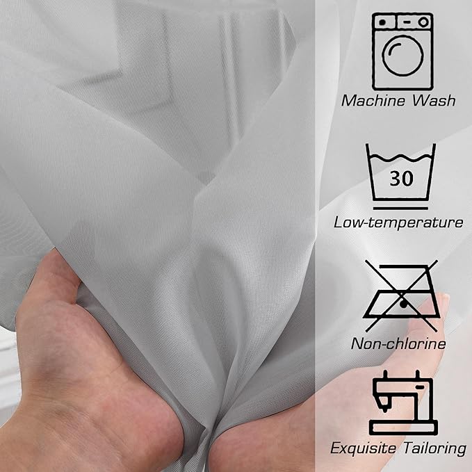 OWENIE Light Grey Sheer Curtains 78 inches Long 2 Panels Set for Bedroom Living Room, Soft Solid Living Room Sheer Curtain, Rod Pocket Light Filtering Farmhouse Curtains, 2 Pcs Each 42?€? W x 78" L