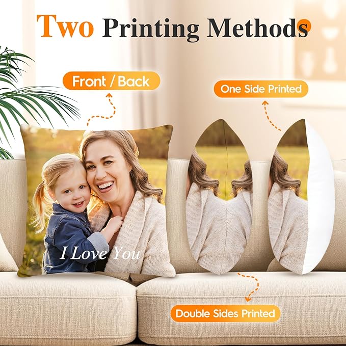 Custom Pillow with Picture - Included Insert, Personalized Photo Pillow Double-Sided Printing with 5 Sizes, Custom Pet Memorial Gifts, Love Keepsake, Decorative Throw Pillow
