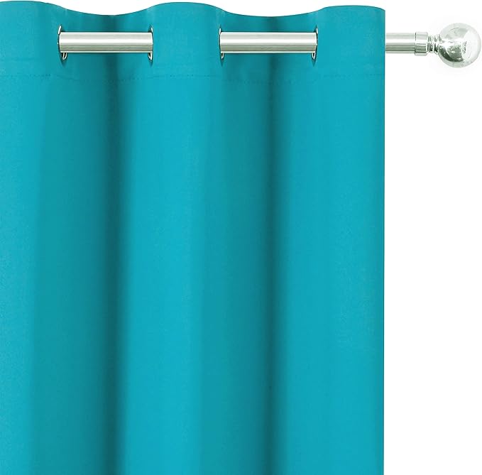 LEMOMO Blackout Curtains 66 x 84 inch/Teal Curtains Set of 2 Panels/Thermal Insulated Room Darkening Bedroom Curtains