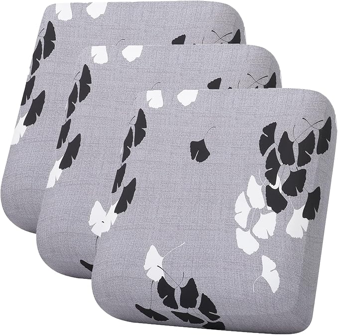 hyha Printed Couch Cushion Covers, Floral Sofa Covers Washable for 3 Cushion Couch, Stretch Pattern Outdoor Cushion Covers for Patio Furniture with Elastic Bottom(3 Packs, Maple Leaf)