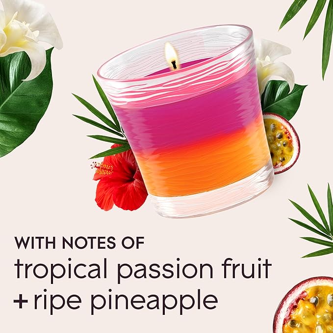 Glade 1-Wick 2in1 Scented Candle Jar, Hawaiian Breeze & Vanilla Passion Fruit, Air Freshener Infused with Essential Oils, 4.08 Oz, 2 Count