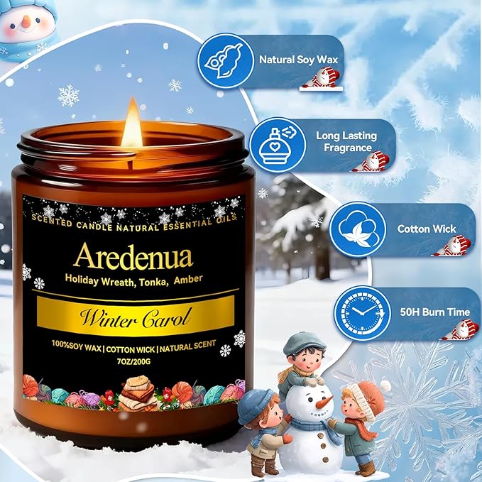 Warm Cashmere Scented Candle – Warm Luxe Cashmere & Soft Vanilla Notes, Cozy Clean Scent, Non-Toxic Soy Wax Candles, Long Lasting Candle for Home & Relaxation - 7oz Aromatherapy Candles