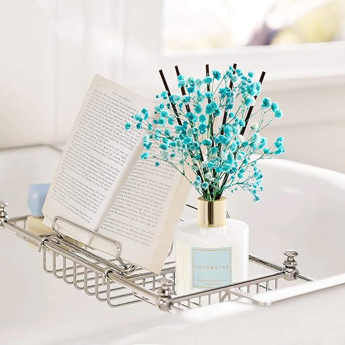 COCORR??NA Reed Diffuser - Wild Mint & Eucalyptus 6.7 Fl.oz Reed Diffuser Set with Sticks & Preserved Baby's Breath, Reed Diffuser for Home Bathroom Shelf Decor