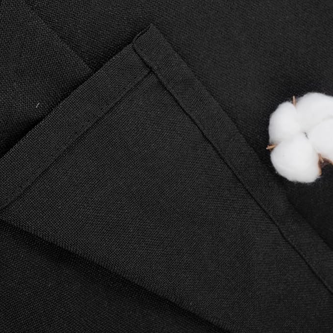 YoungsTex Black Linen Curtains 63 inch Length 2 Panels for Short Windows Bronze Grommet Drapes Light Filtering for Bedroom Living Room Gothic Decorative, 52 X 63 Inch