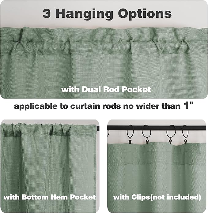 Chyhomenyc Sage Green Curtains 108 Inch Length 2 Panels Set, Faux Linen Textured Light Filtering Soft Airy Farmhouse Curtain Drapes Ceiling to Floor for Large Window, 50Wx108L