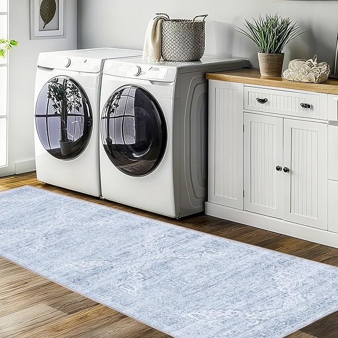 Kitchen Runners Rug 2.5x8 with Non-Slip Backing,Vintage Washable Runner Rugs for Hallways, Ultra-Thin Hallway Rug Runners, Soft Floor Carpet for Bedroom, Entryway,Bathroom,Laundry Room