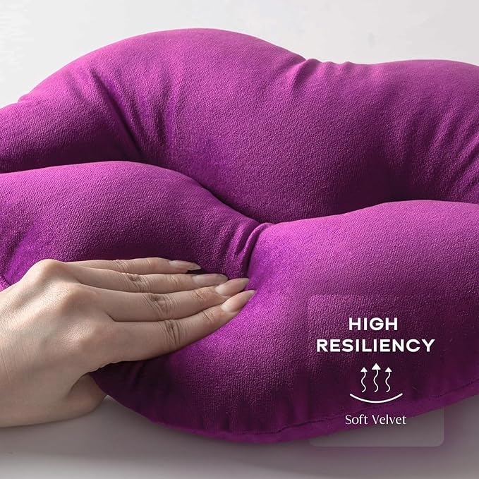 Ashler Lips Throw Pillows Smooth Soft Velvet Insert Included Cushion for Couch Bed Living Room, Purple, 24 X 12 inches