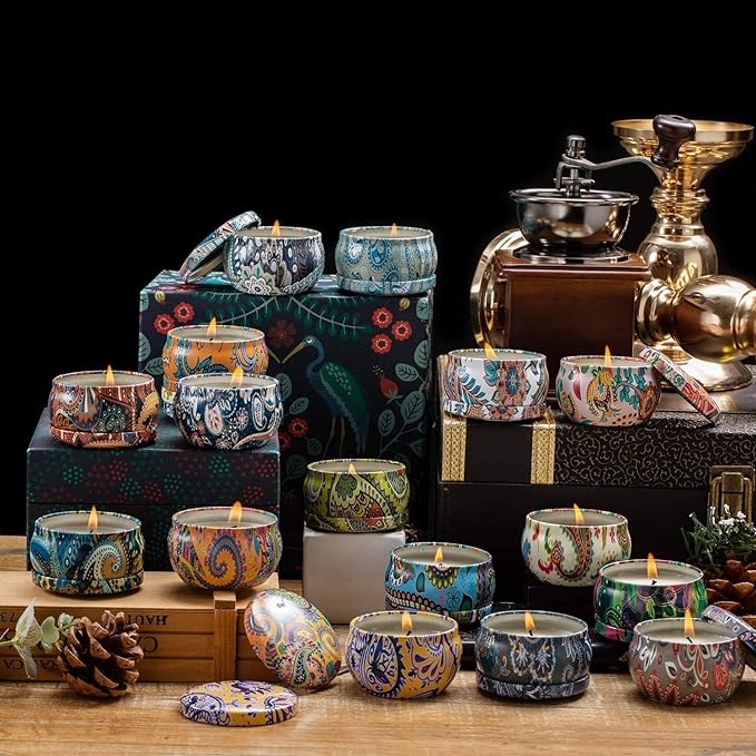 Set 16 Pack Scented Candles Gifts Soy Wax Travel Tin Jar Candles for Home 2.5 OZ Scented Candles for Mom for Christmas, Birthday, Thanksgiving, Mother's Day…