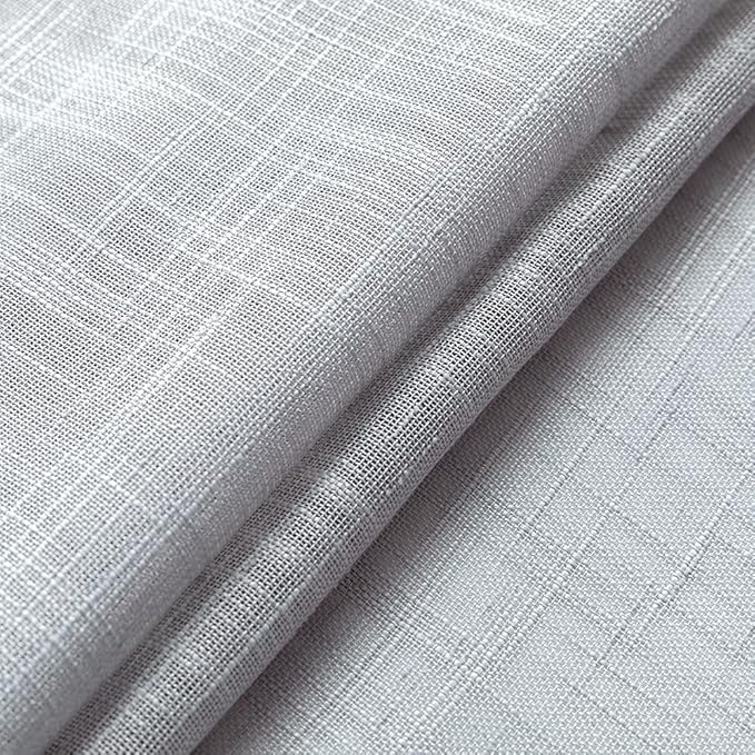 Grey Kitchen Curtains Semi Sheer Privacy Linen Textured Rod Pocket Short Tier Cafe Curtain Valances Silver Light Gray Bathroom Window Curtains Bedroom 2 Panels Set 24 Inch Length