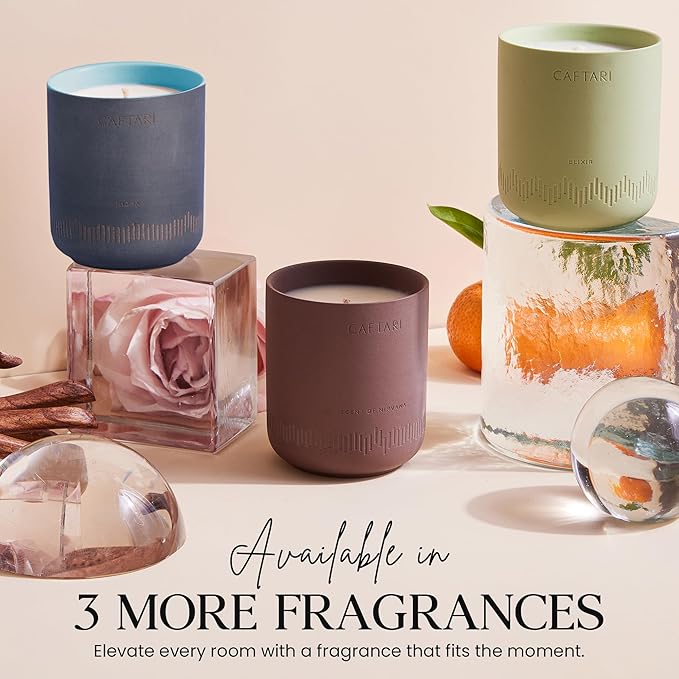 CAFTARI Luxury Aromatherapy Candle | Rose, Sandalwood & Violet Scented | 60 Hour Burn | Clean Coconut Soy Wax | Vegan, Gift-Ready Candle for Upliftment, Presence and Happiness | Dolce Far Niente