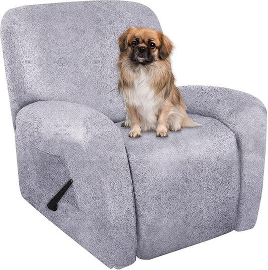 ANARACHON Recliner Chair Covers Leather Like, 4 Pieces Recliner Cover for Recliner Chair, Soft Sofa Slipcover Furniture Protector Washable Sofa Cover for Pets Kids (Marbling)