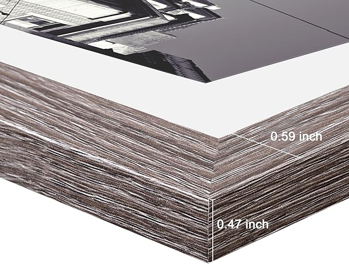 eletecpro 8x10 Picture Frames Set of 10, Gallery Wall Frame Display 5x7 Photo with Mat or 8x10 without Mat, Picture Frame Collage Wall Decor for Wall Mounting, Weathered Grey