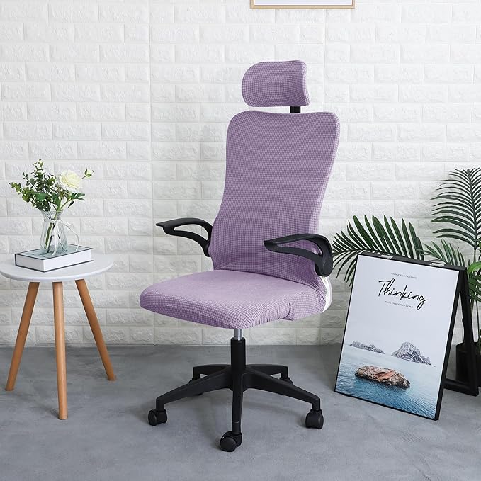 FORCHEER Ergonomic Office Chair Set with Headrest Cover, Water Repellent, Purple