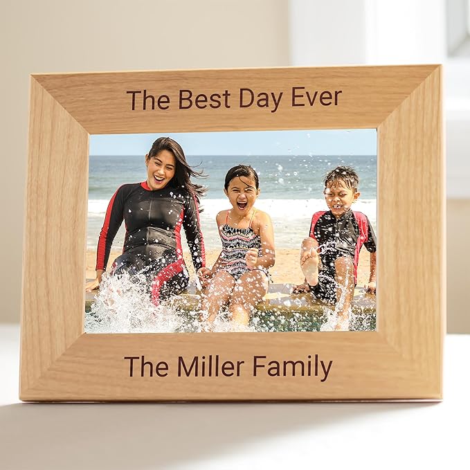 Lifetime Creations Create Your Own Personalized Picture Frame: Engraved Custom Wood Photo Frame, Customizable Gift for Wedding, Anniversary, Birthday (4x6 Inch Landscape)