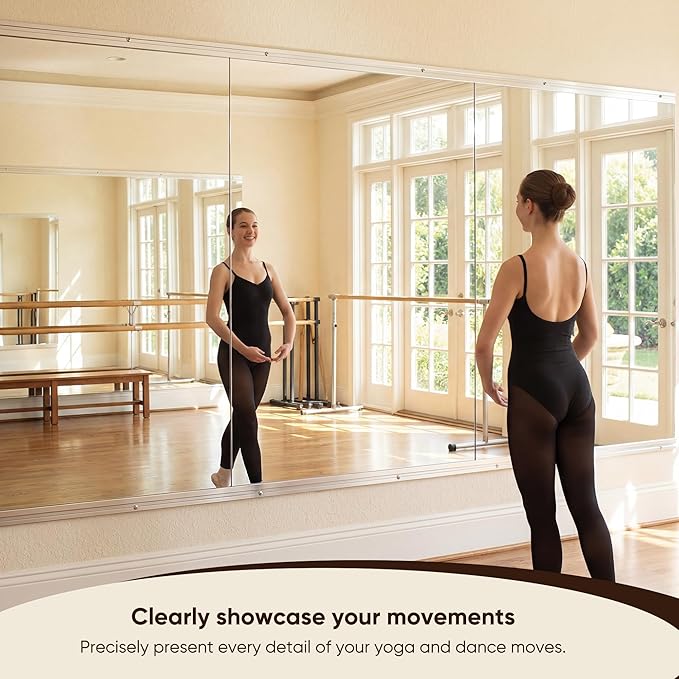 Antok Home Gym Mirror 60"x40" 2PCS, Large Full Length Wall Mounted Mirrors, Frameless Tempered Glass Full Body Mirror for Gym Yoga Dance Studio Garage Bedroom & Bathroom