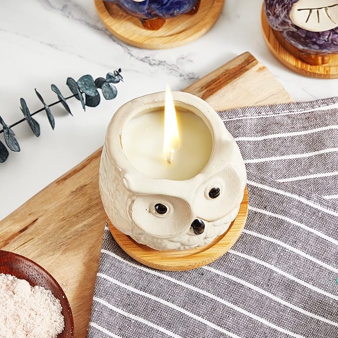 Scented Candles - Sweet Orange Candle, Birthday Gift Set for Women, Owl Gifts, Best Friend Unique Happy Birthday Bath Candle Set