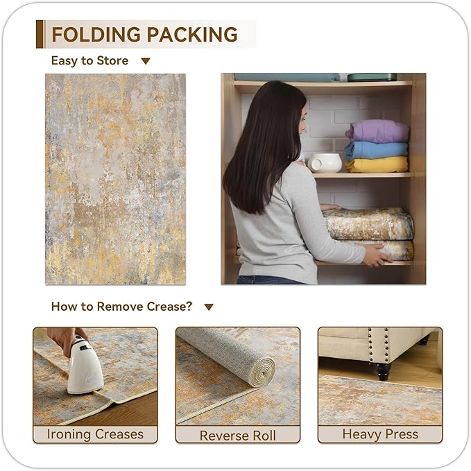 Beige Gold Rug Runners for Hallways Kitchen 2.6x8 Non Slip Washable Entryway Runner Rugs with Rubber Backing 8ft Long Carpet Runner for Laundry Bedroom, Low Pile Stain & Fade Resistant