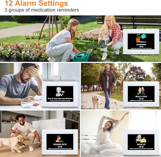 SSINI Digital Calendar Dementia Alarm Clock with Day and Date for Elderly - 15 Alarms 5 Colors Display Digital Clock Large Display Alzheimers Large Digital Clock for Seniors (7in White) - Image 3