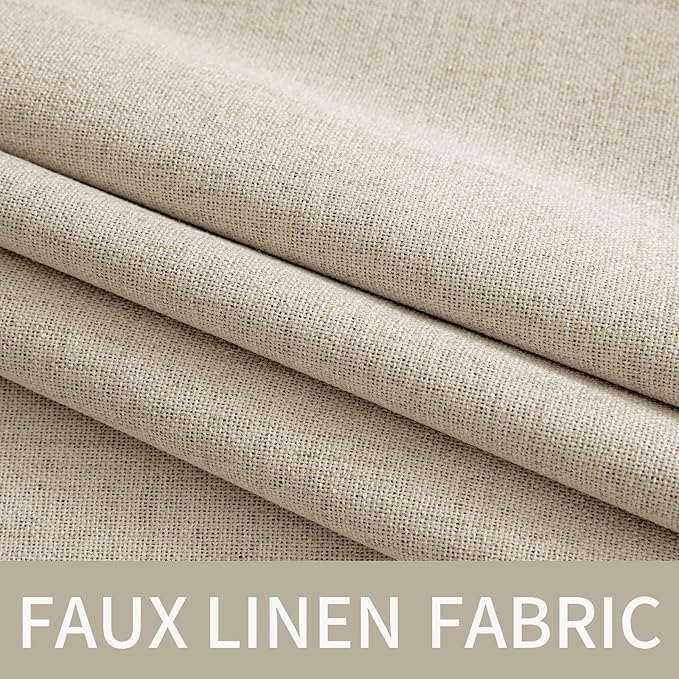 MIULEE Linen Curtains for Bedroom 100% Blackout Thermal Insulated Stone Grommet Room Darkening Curtains & Drapes Fall Decor for Living Room Nursery 52 x 54 Inch (2 Panels)